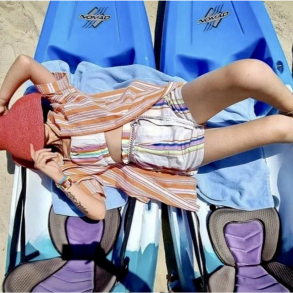 Lemlem x H&M Tunic Oversized Kaftan Shirt Dress Size M/L Striped Orange Beach - Picture 16 of 16